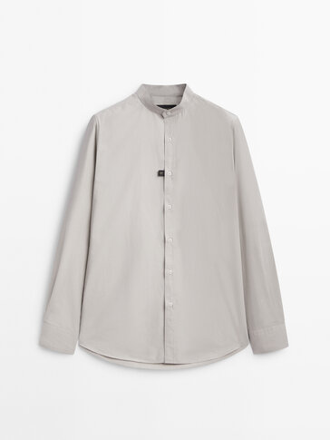 Slim fit poplin shirt with a stand-up collar