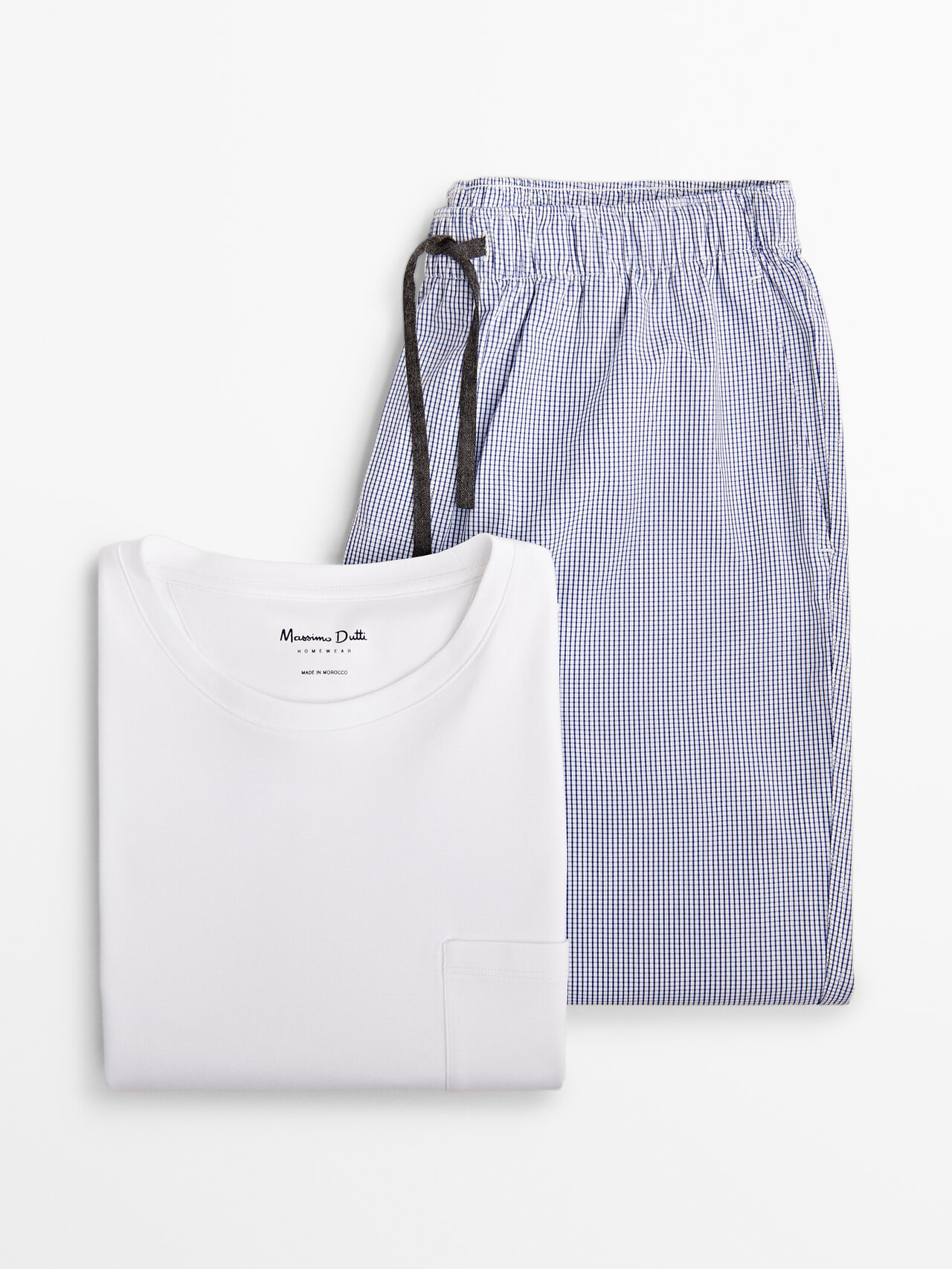 Massimo Dutti Pyjamas With Check Bottoms And Short Sleeve Top In White ModeSens