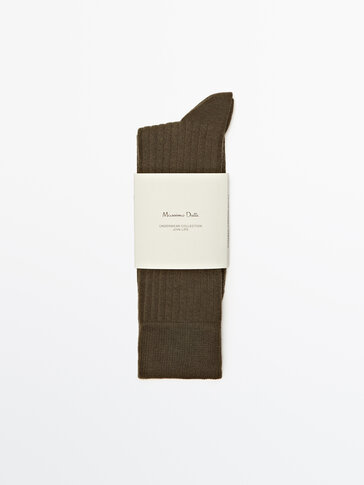Long ribbed socks with cotton