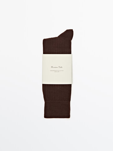 Long ribbed socks with cotton