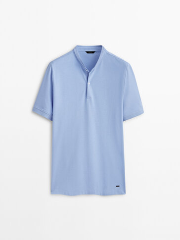 Polo shirt 100% cotton with stand-up collar
