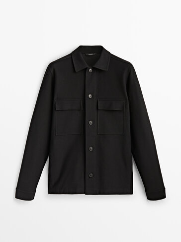 Cotton twill overshirt with pockets