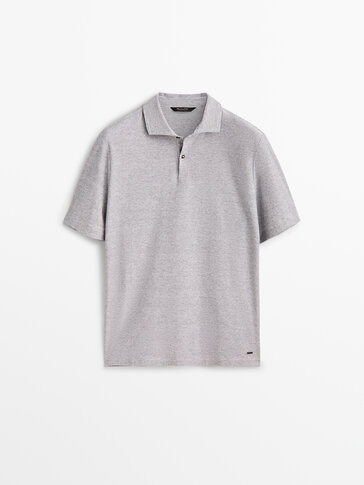 Striped cotton polo shirt with short sleeves