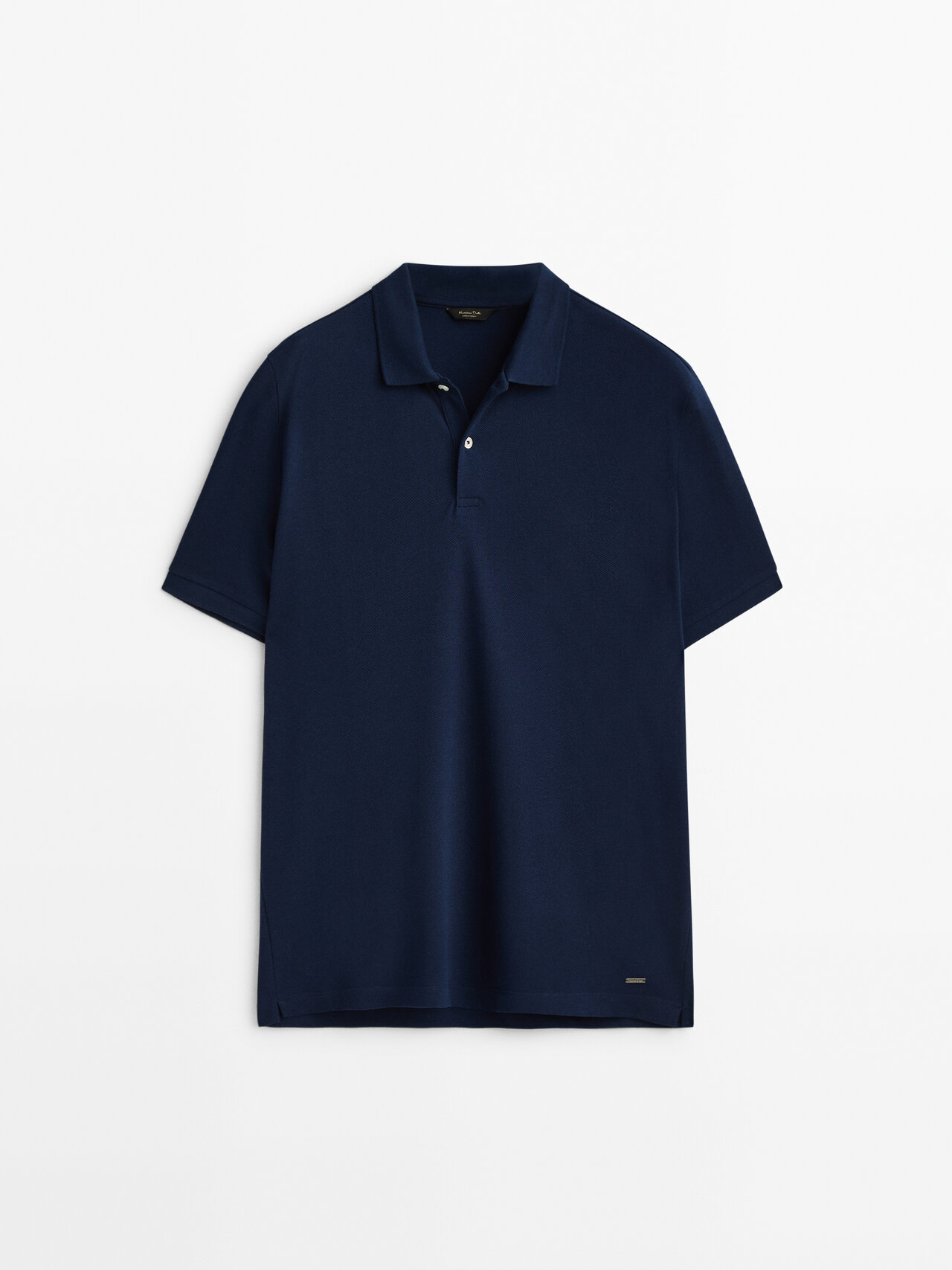 Massimo Dutti Poloshirt Aus Reinem Baumwollpikee In Indigoblau