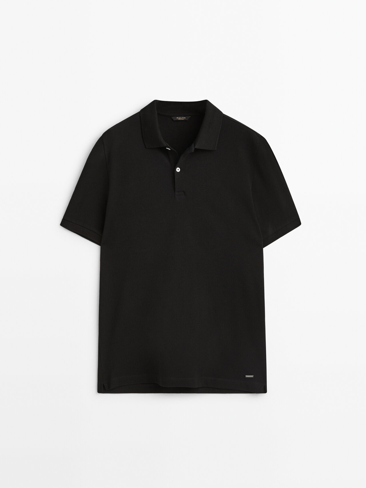 Massimo Dutti Poloshirt Aus Reinem Baumwollpikee In Schwarz