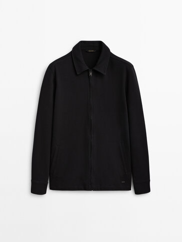 Textured cotton zip-up jacket