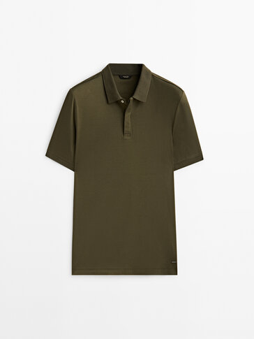 Mercerised cotton blend polo shirt
