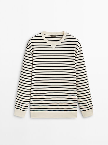 Striped cotton blend sweatshirt