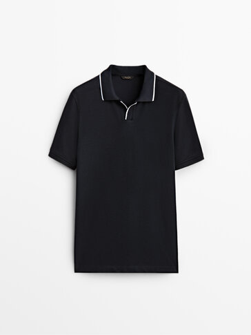 Short sleeve polo shirt with contrast detail
