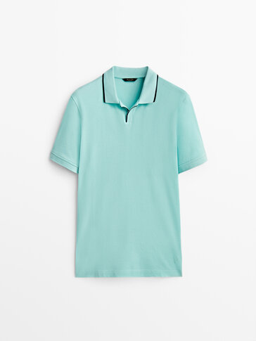 Short sleeve polo shirt with contrast detail