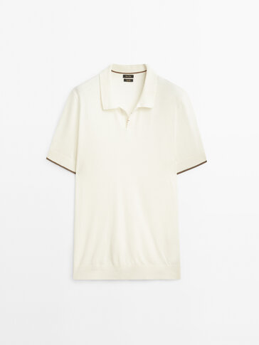 Contrast short sleeve polo sweater