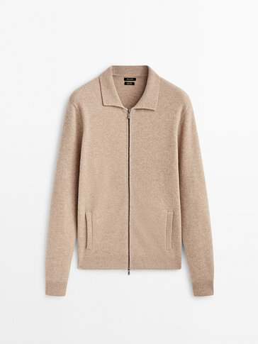 Polo neck cardigan with a zipper