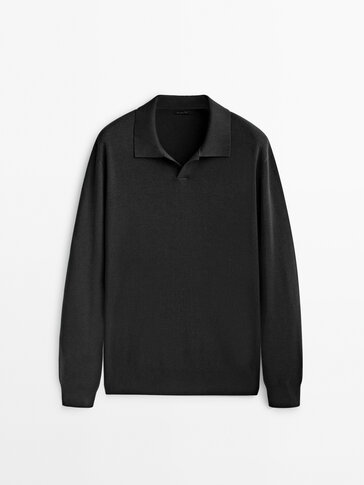Milano knit cotton polo collar sweater