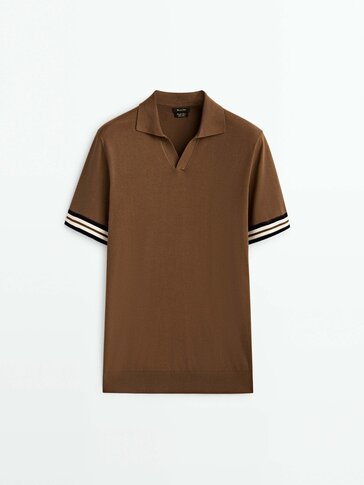 Contrast short sleeve polo sweater