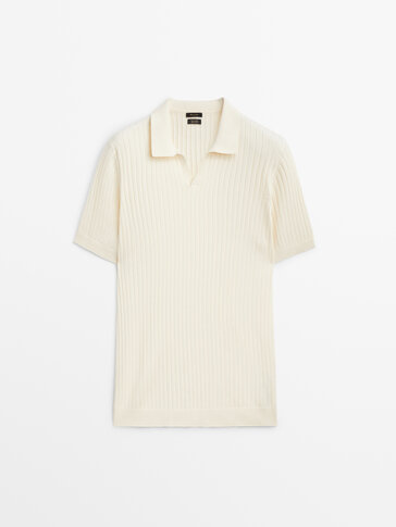 Maglia a polo canneté a maniche corte