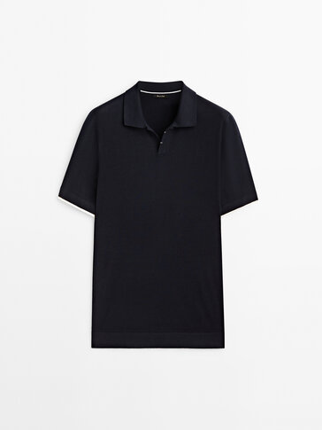 Contrast short sleeve polo sweater