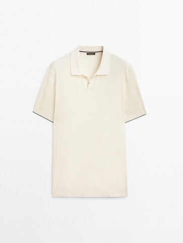 Contrast short sleeve polo sweater