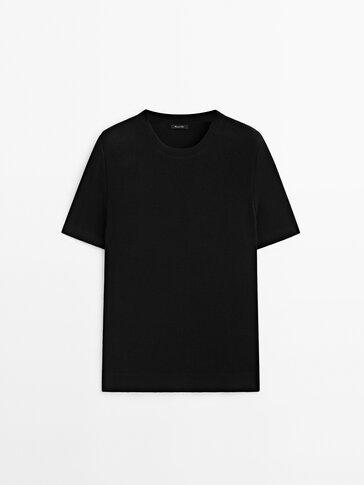 Textured knit short sleeve T-shirt