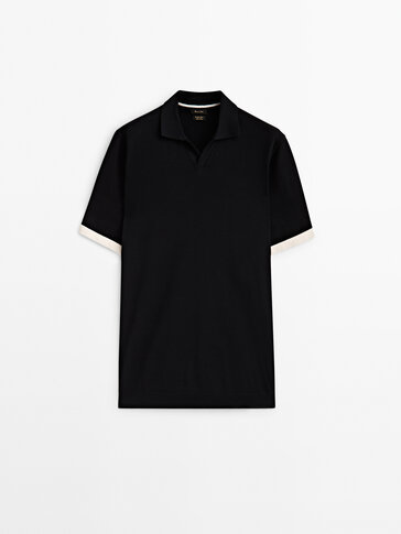 Contrast short sleeve polo sweater