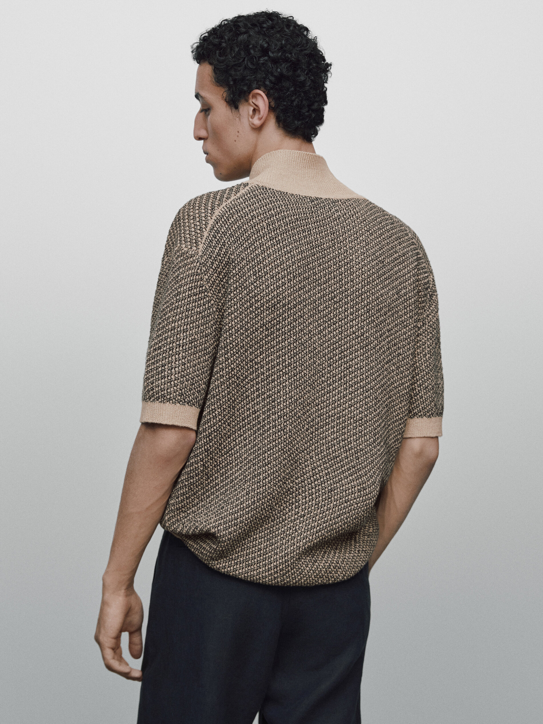 Jersey polo jacquard lino Limited edition Massimo Dutti