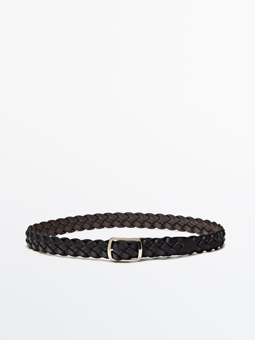 Reversible braided leather belt
