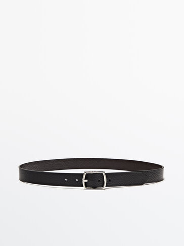 Reversible tumbled leather belt