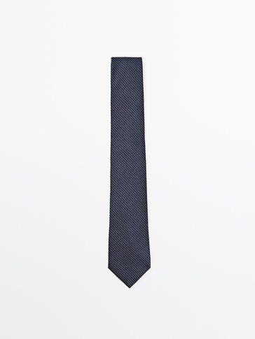 Krawatte mit Zickzackmuster aus Baumwolle und Seide