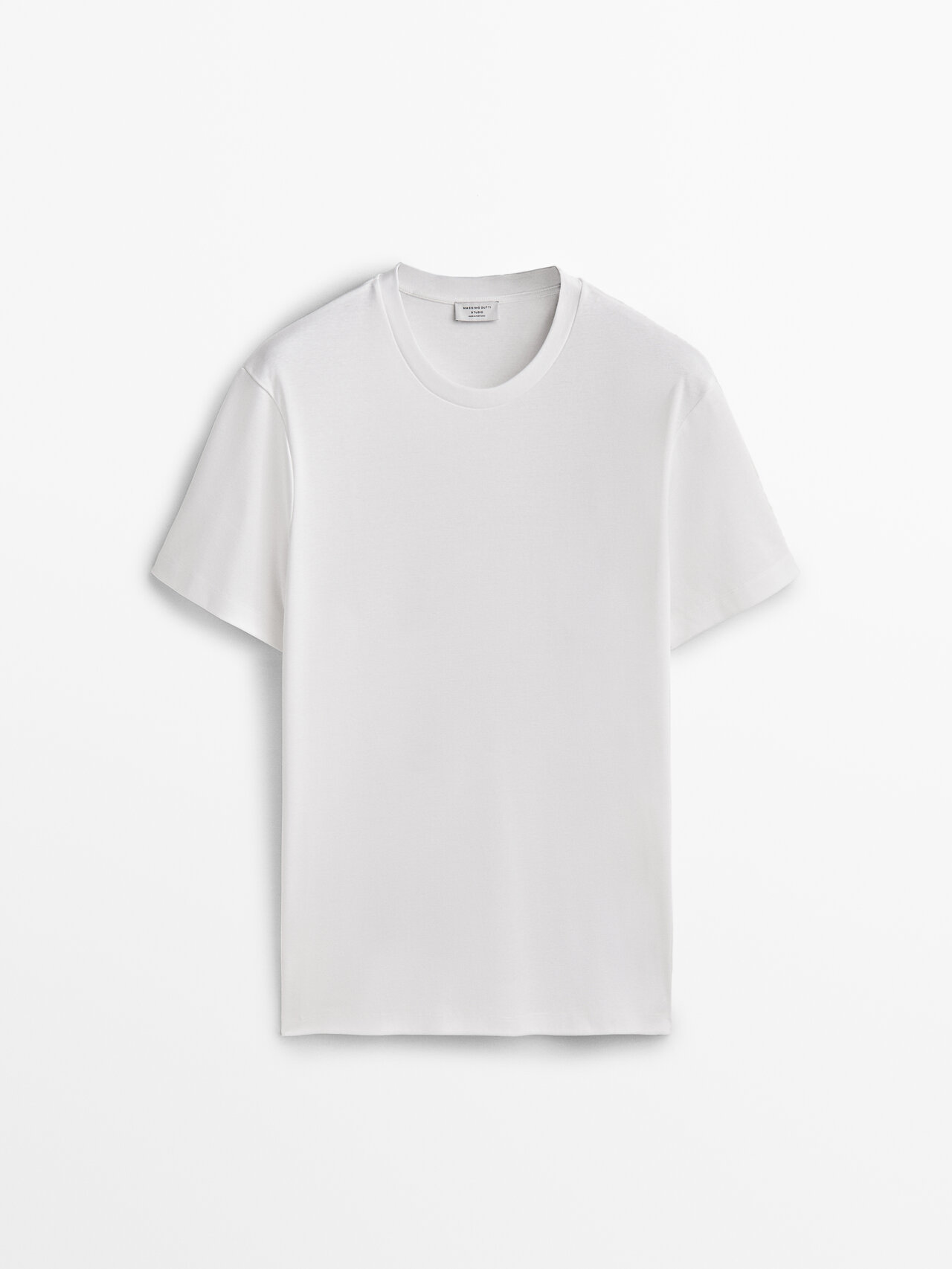 Massimo Dutti Relaxed Fit Short Sleeve Cotton T-shirt - Studio In White