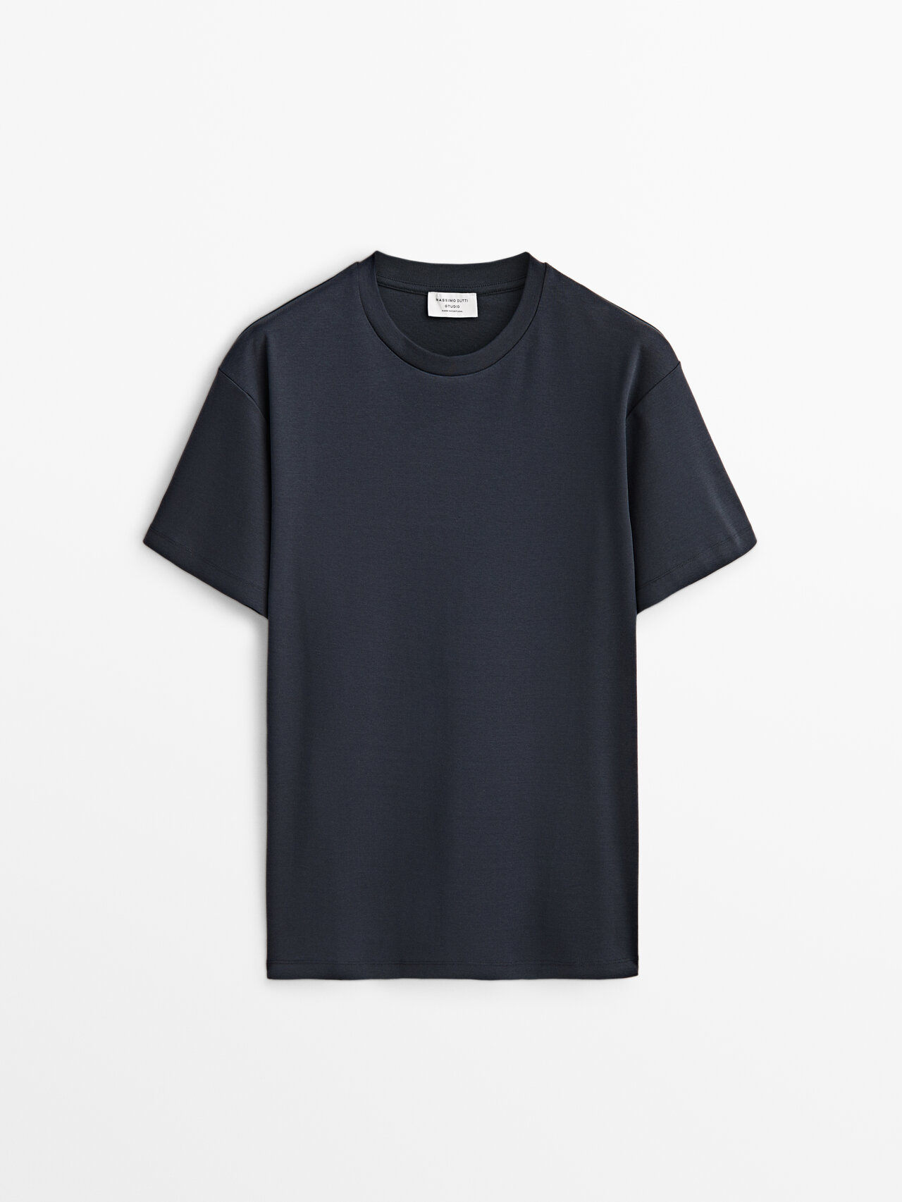 Massimo Dutti Relaxed Fit Short Sleeve Cotton T-shirt - Studio In Kräftiges Blau