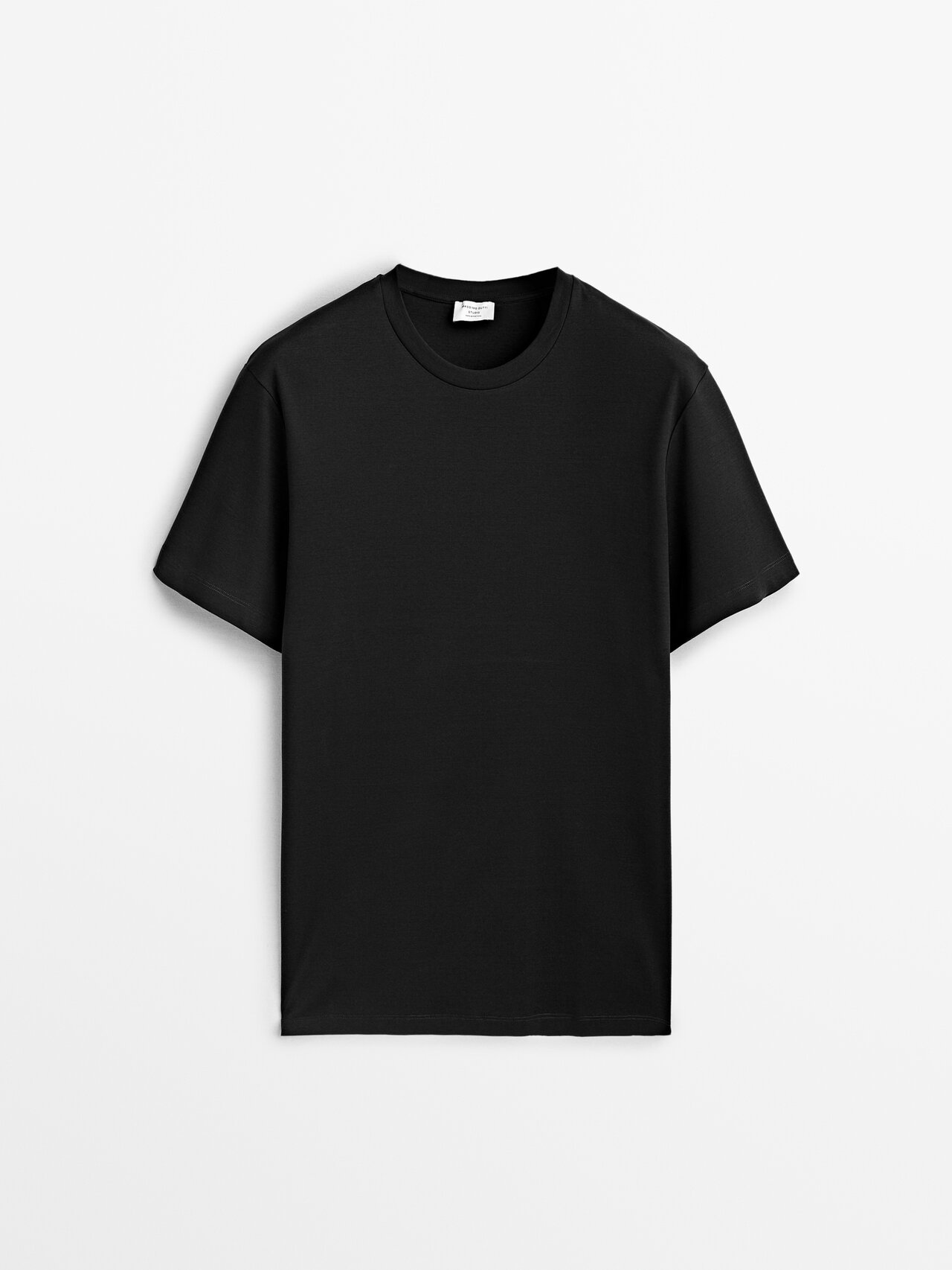 Massimo Dutti Relaxed Fit Short Sleeve Cotton T-shirt - Studio In Schwarz