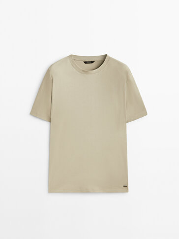 Short sleeve cotton T-shirt with slogan