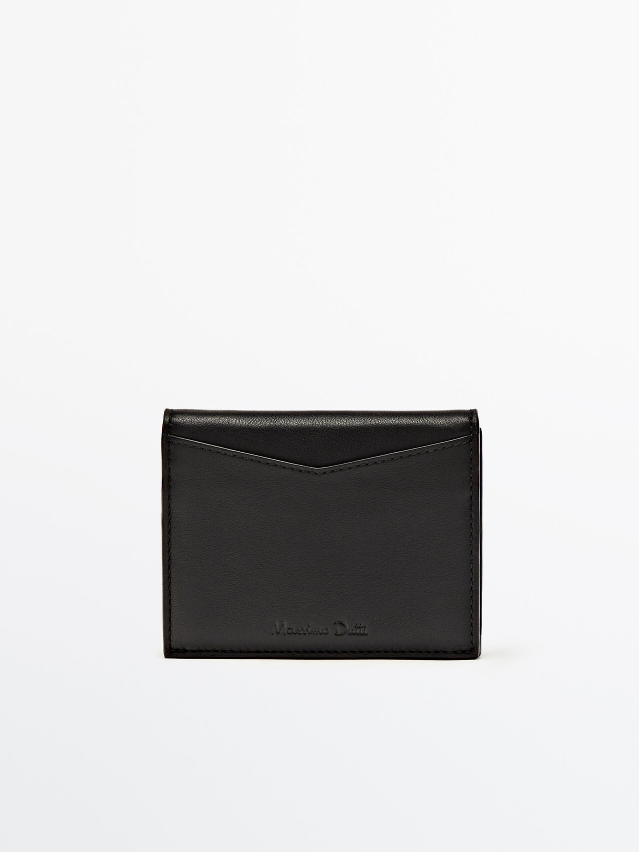 Massimo Dutti Leather Wallet In Black