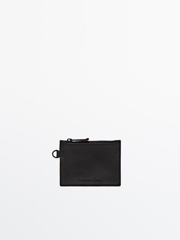 Leather card holder with strap