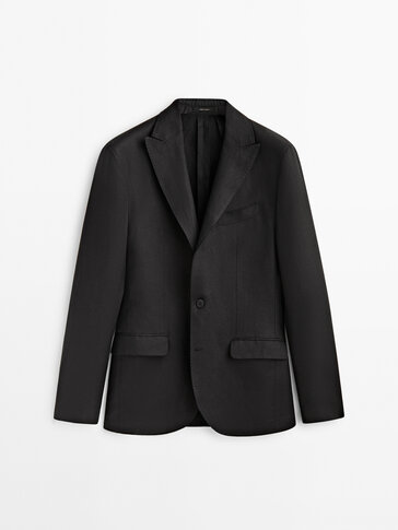 Xhaketë e zezë kostumi prej linoje