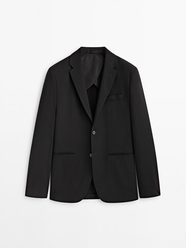 Xhaketë kostumi e zezë prej përzierjeje leshi - Studio