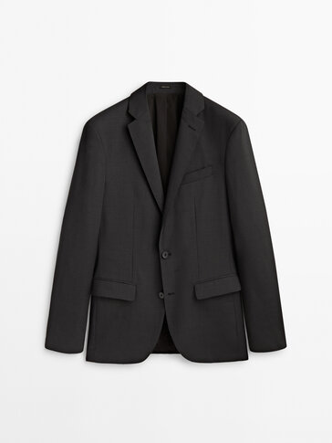 Grey micro-textured suit blazer