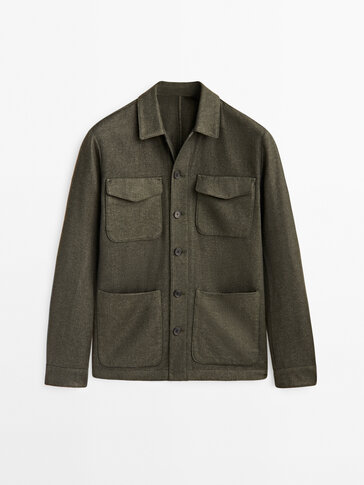 Крашеная куртка-рубашка из смесовой шерсти с карманами
