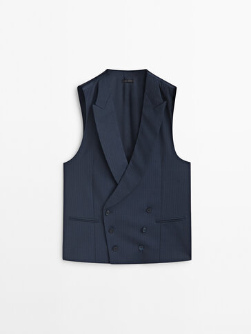 Pinstripe super 120's wool suit waistcoat