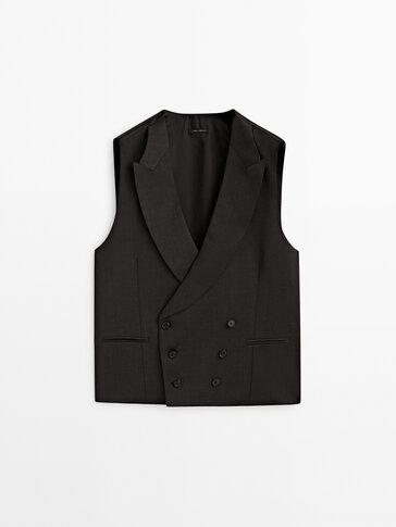 Grey wool suit waistcoat