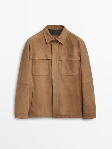 Suede overshirt with pockets
