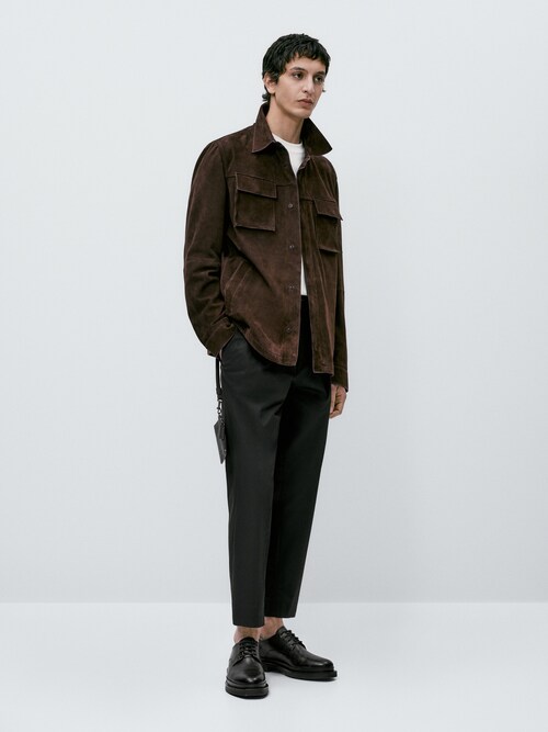 Suede overshirt with pockets - Massimo Dutti Worldwide