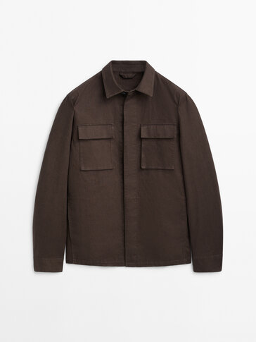 3-layer linen blend overshirt