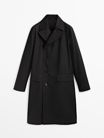 Czarna bawełniana kurtka o kroju trenczu − Studio
