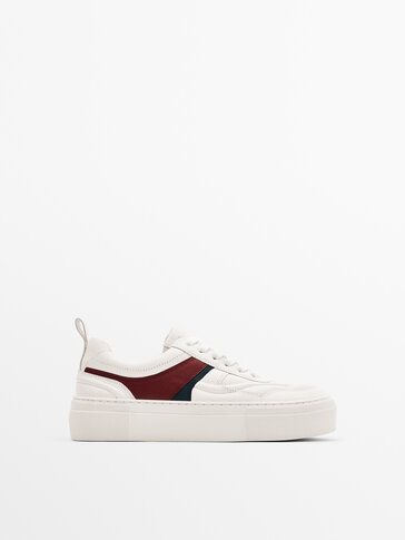 Contrast leather trainers