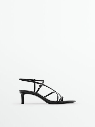 Heeled leather multi-strap sandals