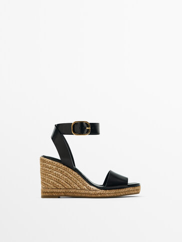 JUTE WEDGES WITH BUCKLED ANKLE STRAP