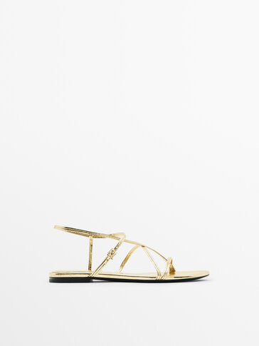 FLAT SLIDER SANDALS WITH THIN MULTIPLE STRAPS