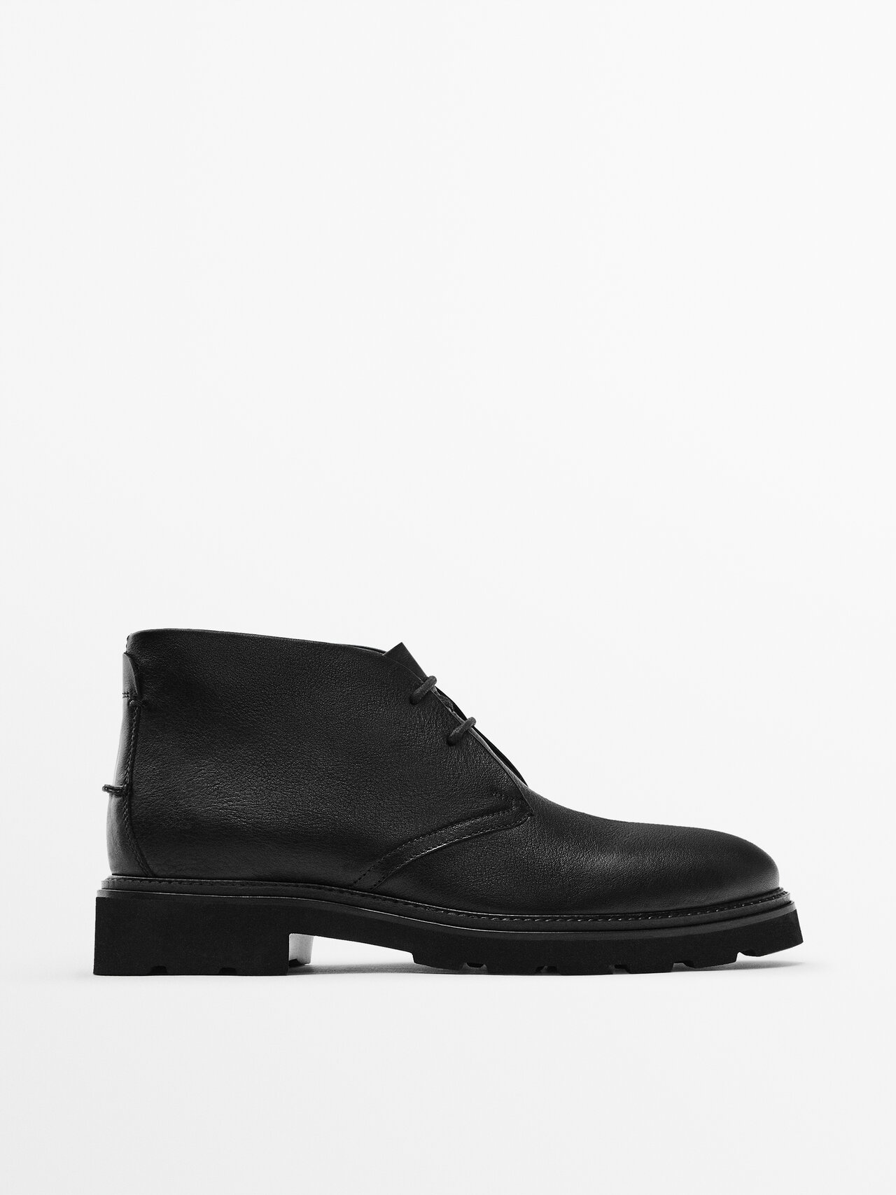 Massimo Dutti Nappa Leather Ankle Boots In Black