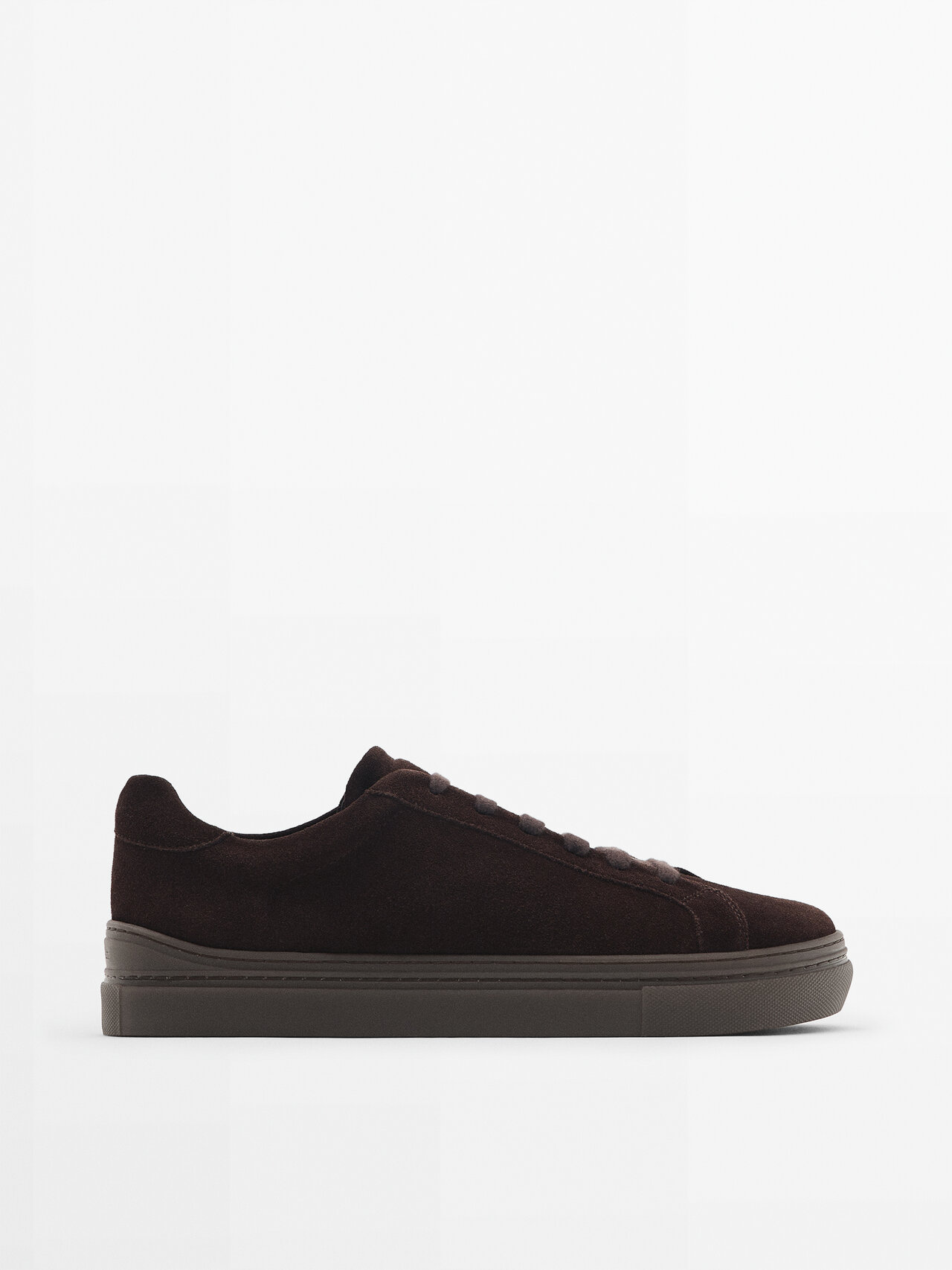 Massimo Dutti Split Suede Leather Trainers In Brown
