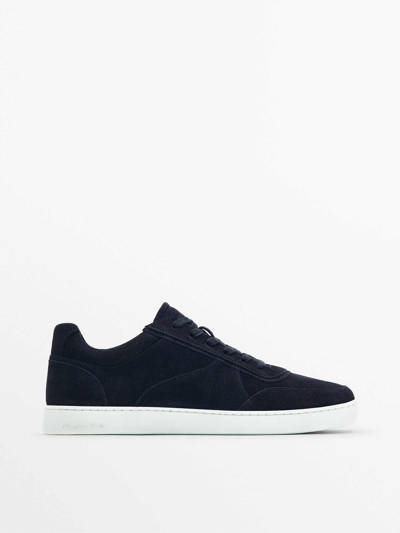 Massimo Dutti Split Suede Leather Trainers In Blue